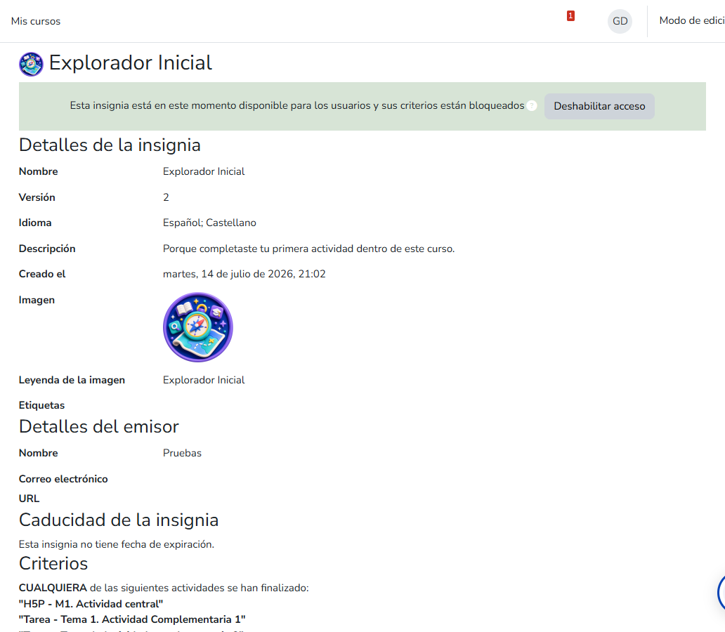 Criterios de una insignia