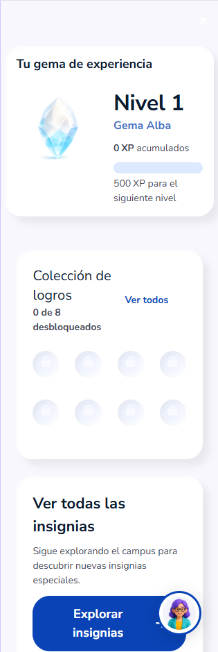 Sidebar inicial con candados
